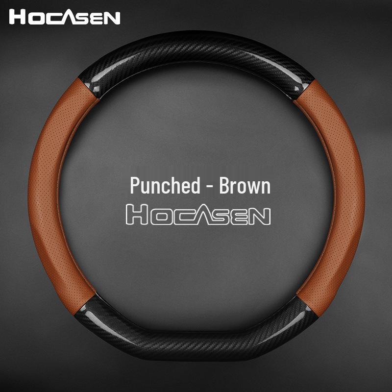 Lynk & Co Genuine Leather D-Shaped Steering Wheel Cover for New Energy Cars - Non-Slip, Suede Finish.