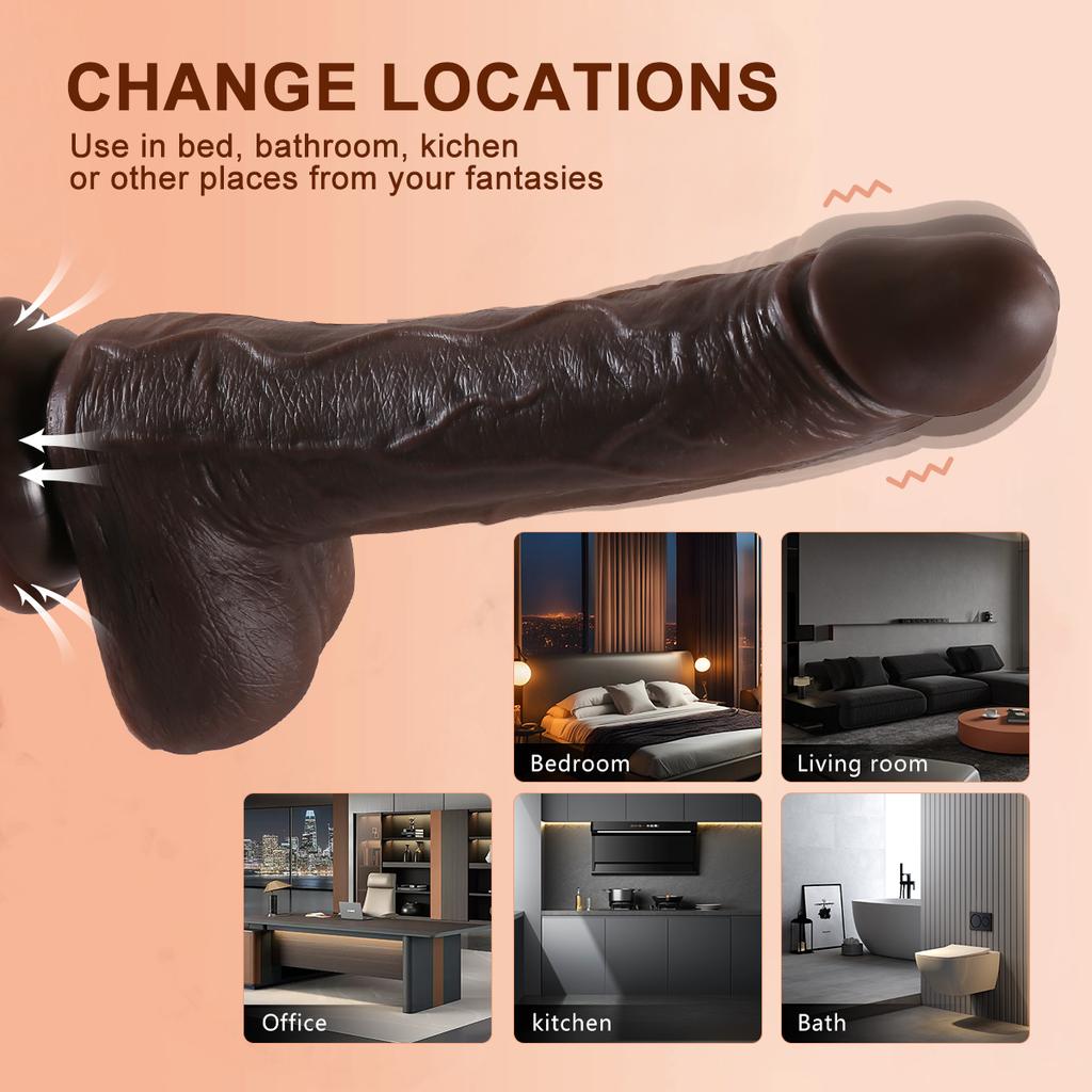 Dildo elettrico deluxe da 8,8 pollici - 8 modelli di spinta, 10 modalità di vibrazione, funzione di rotazione, giocattolo sessuale per adulti impermeabile silenzioso e sicuro per il corpo per le donne