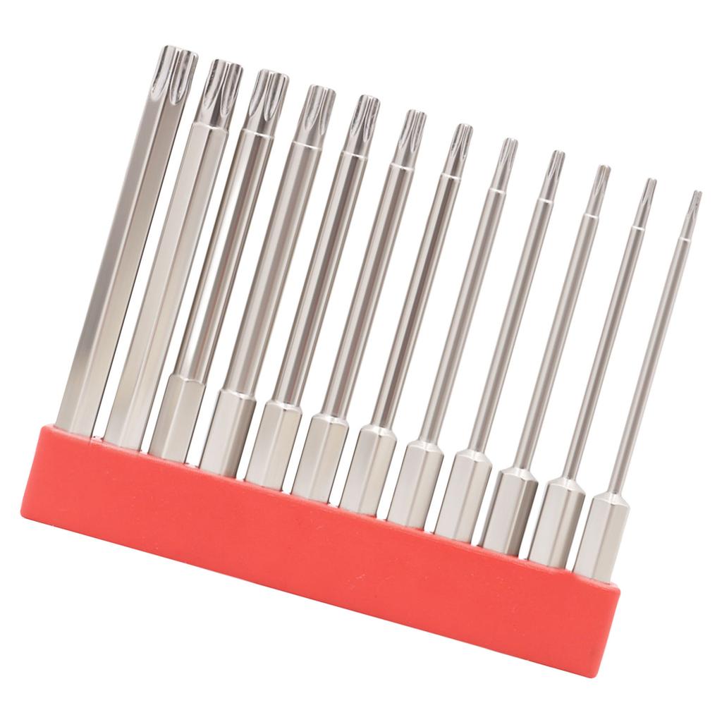 12Pcs 50/75/100mm Security Blossom Bit Set 1/4inch Hex Shank Magnetic Star Screwdriver Bit Set Magnetic Screw Driver