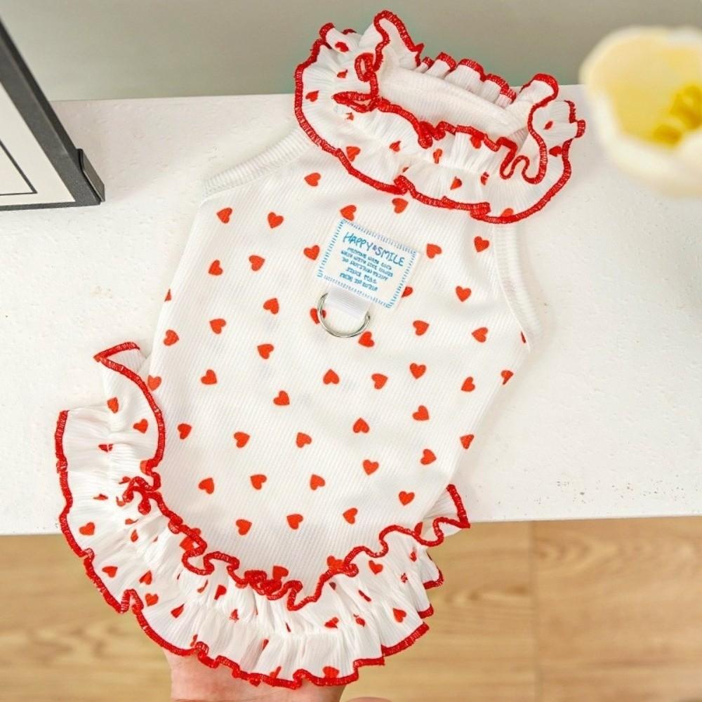 Summer Cooling Dog Clothes Love Heart Print Pet Skirt Fashion Cooling Vest Summer Season
