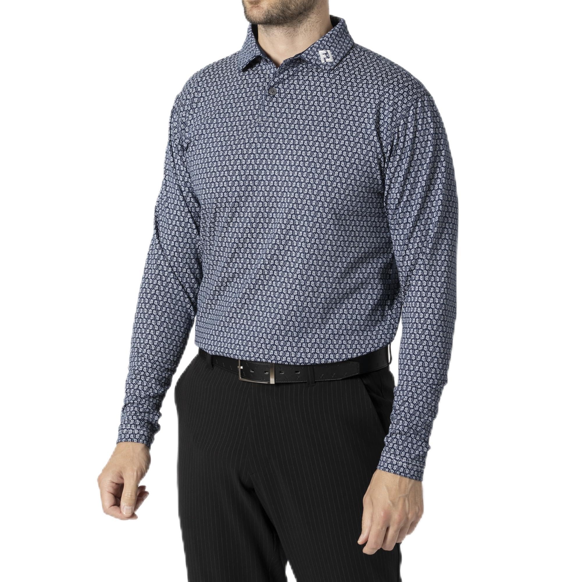 

FootJoy Men s Brushed Salamander Print Long Sleeve Shirt, Navy, XXL, FJ-F24-S18, 32114-XXL