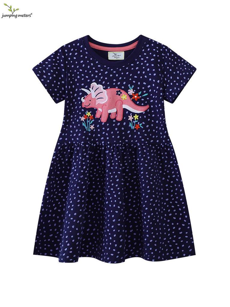 2026 Girls' Summer Cartoon Embroidery Dress: Stylish Academy Style for Kids