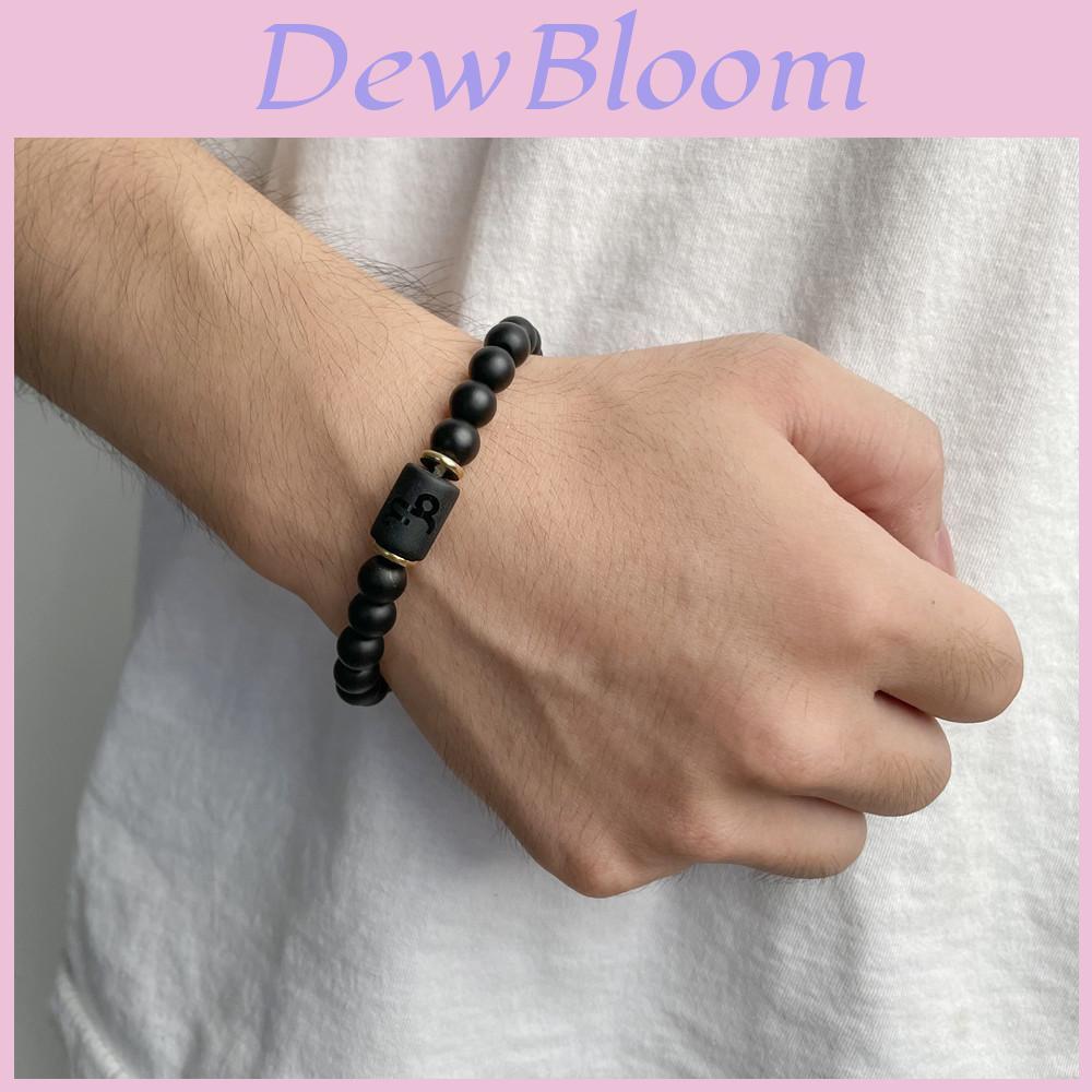 Twelve Constellations Beaded Elastic Bracelet For Men And Women With Black Matte Agate For Travel Gifts