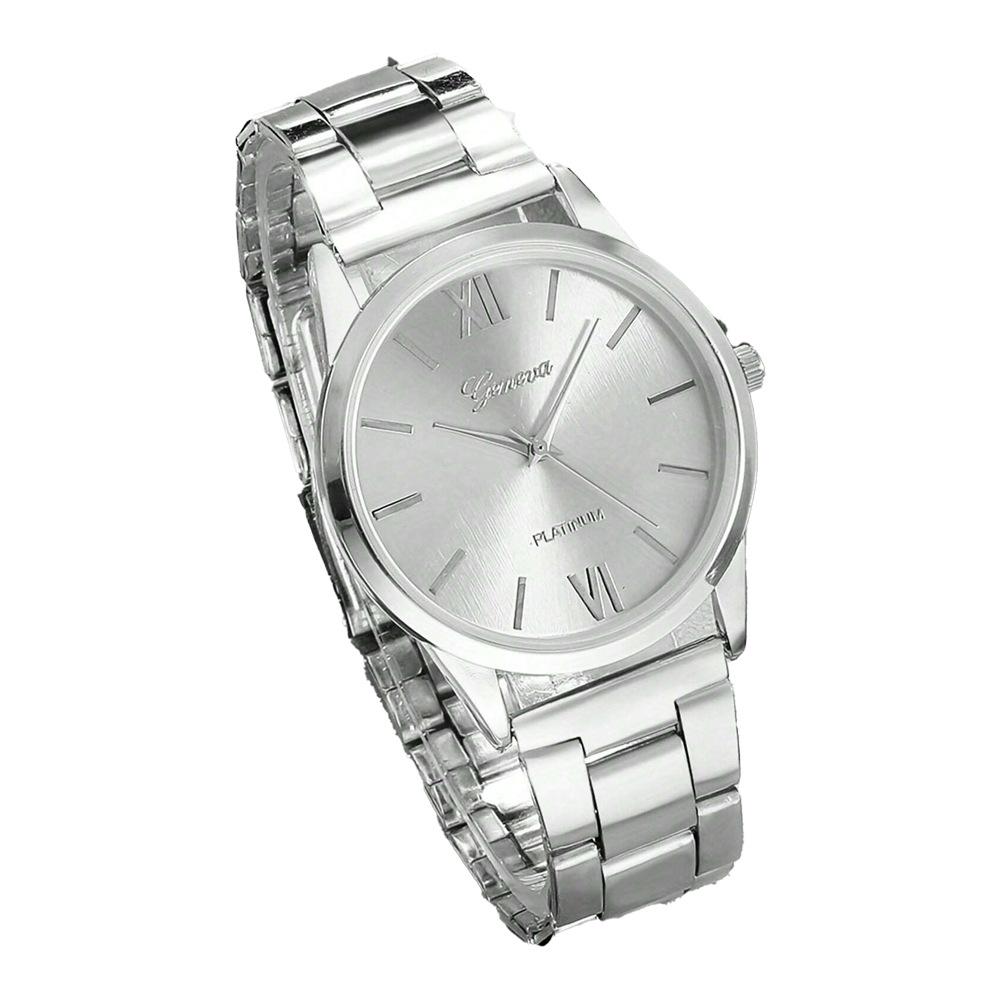 Relógio Facial Romano Pulseira de Aço Inoxidável para Mulheres Conjunto de Acessórios para Relógio de Quartzo Relógio Versátil de Liga para Estudante