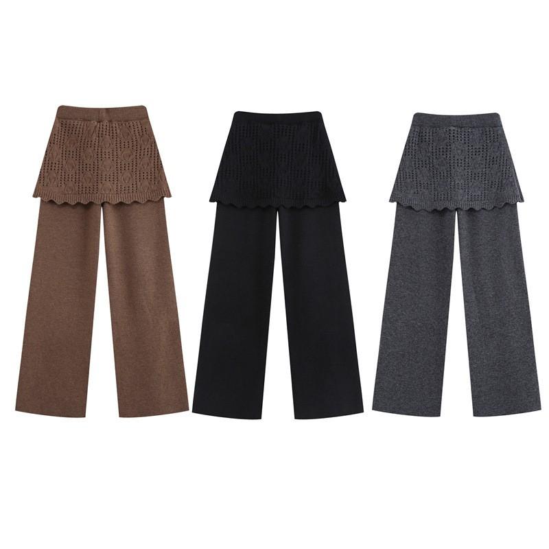 Lazy Style Knit 2-Piece Set Loose Slim Fit Sweater Straight Pants Women