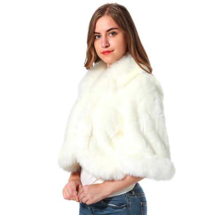 Women Faux Fur Coats White Overcoats Imitation Mink Hair Rex Rabbit Fur Cape Jackets with Faux Fox Collar S белый