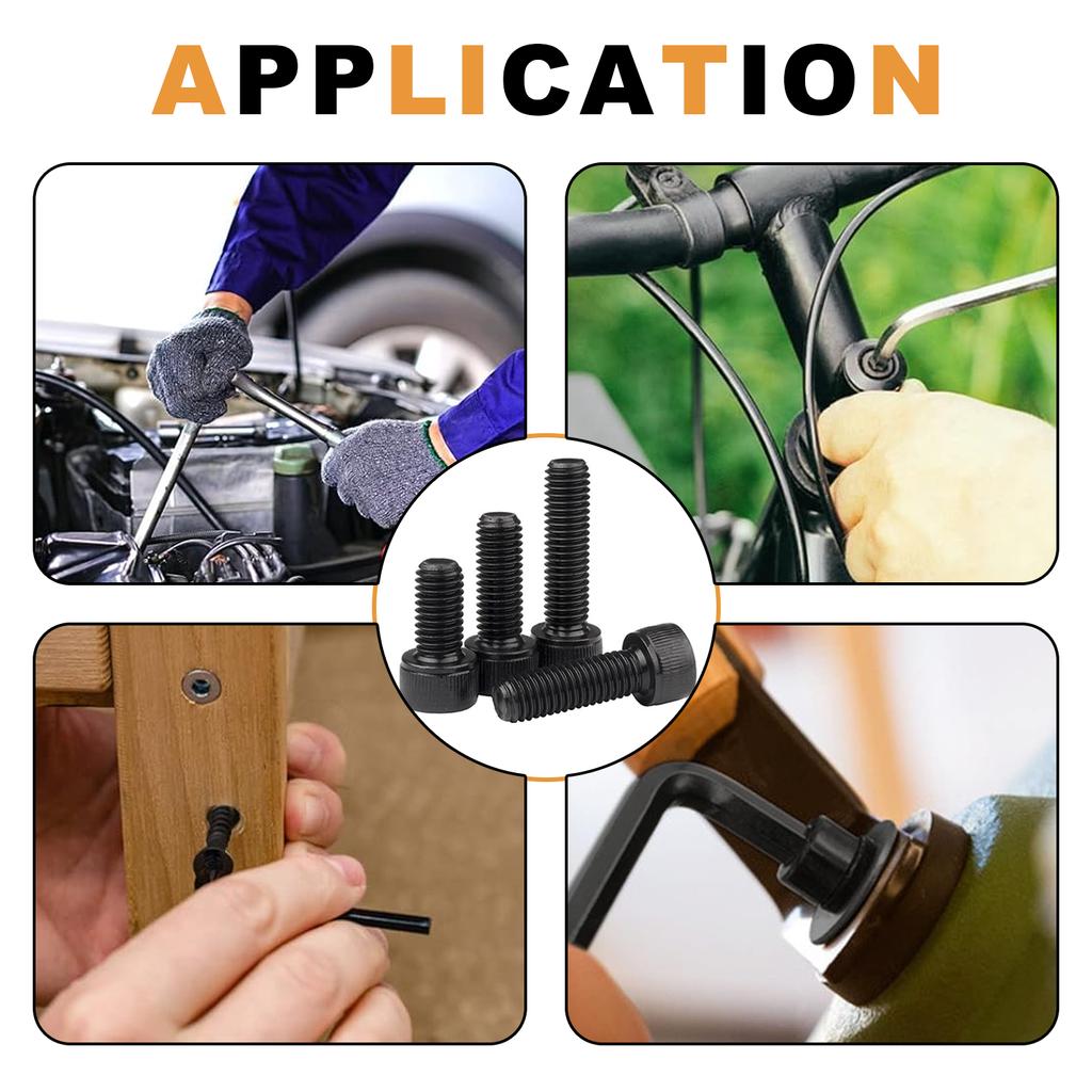 450Pcs Black Cylindrical Hexagon Socket Bolt Combination