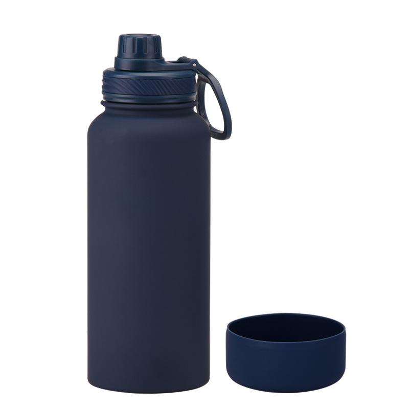 1L Large-Capacity Thermos Cup With Non-Slip Bottom, Portable Outdoor Sports Kettle, Frosted Water Cup