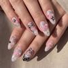 30 Tablets/Box Almond-shaped Press-on Nails Bow Design Artificial Nail Tips  Women and Girls