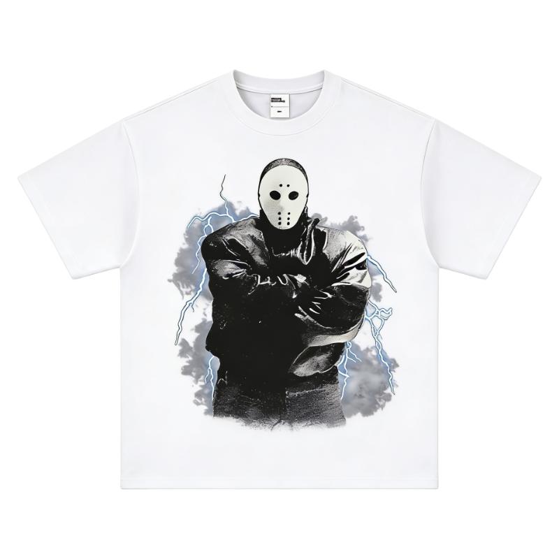

Kanye West Mask TShirt Dark Street Gothic Graphic Print Pure Cotton Crew Neck High Street Fashion Tops For All Seasons 4XL