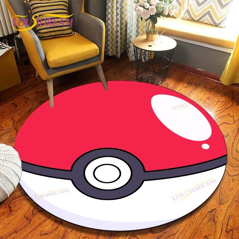 Cartoon Pokemon Runder Teppich Bodenmatte Schlafzimmer Flanell Tierteppich Rutschfeste Baby-Spielmatte Kinderzimmer Dekoration Matten
