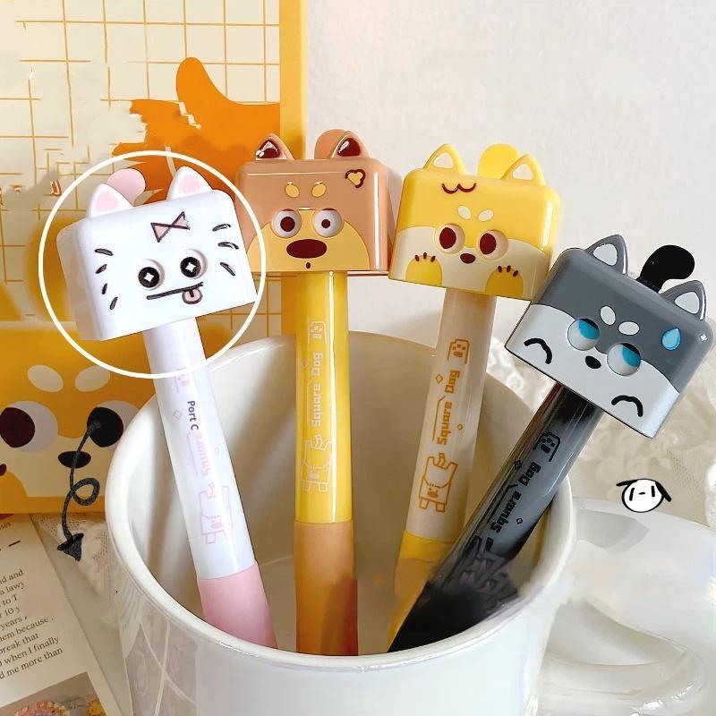 1/4Pcs Cute Cat Gel Pen 0.5mm Black Ink Smooth Ballpoint Pen Stress Relief Quick Drying Neutral Pen School Office