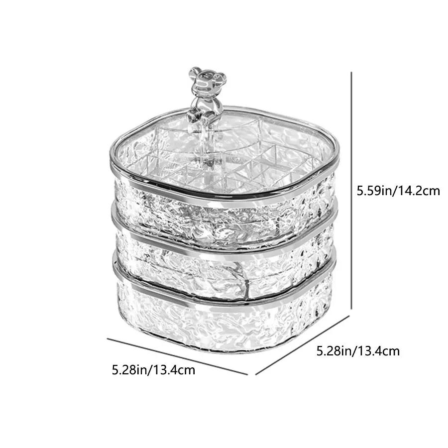 1pc Rotating Jewelry Box, Transparent Tape Partition High-end Exquisite, Earrings, Hair Clips, Ring Sorting