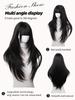 Ashely Black Brown Synthetic Heat-Resistant Straight Hair Wigs with Bangs Suitable for Daily Use Natural and Realistic False Wig