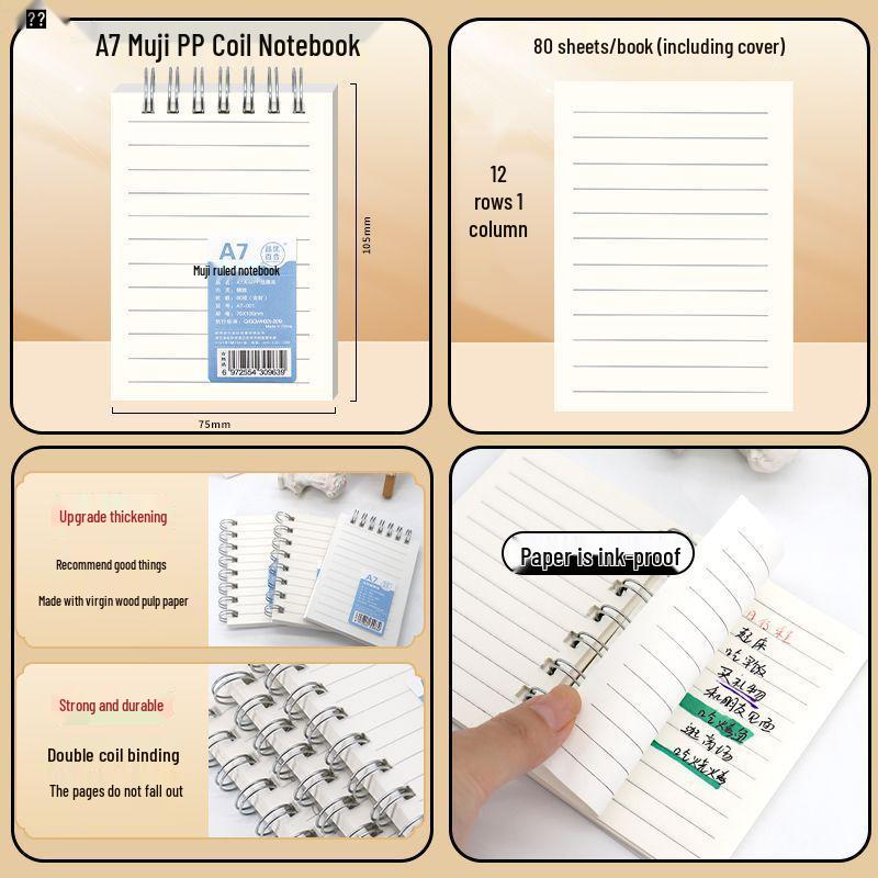 A7 Mini Spiral Notebook with Thick PP Cover and Sticky Notes