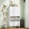 Shoe Cabinet 32 Pairs With 4 Flip Drawers Adjustable Shelves Modern 80 X 23.5 X 157 Cm White