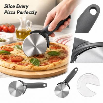 Stainless Pizza Cutter with Plastic Handle and Protective Cover, Multi-Function Kitchen Tool