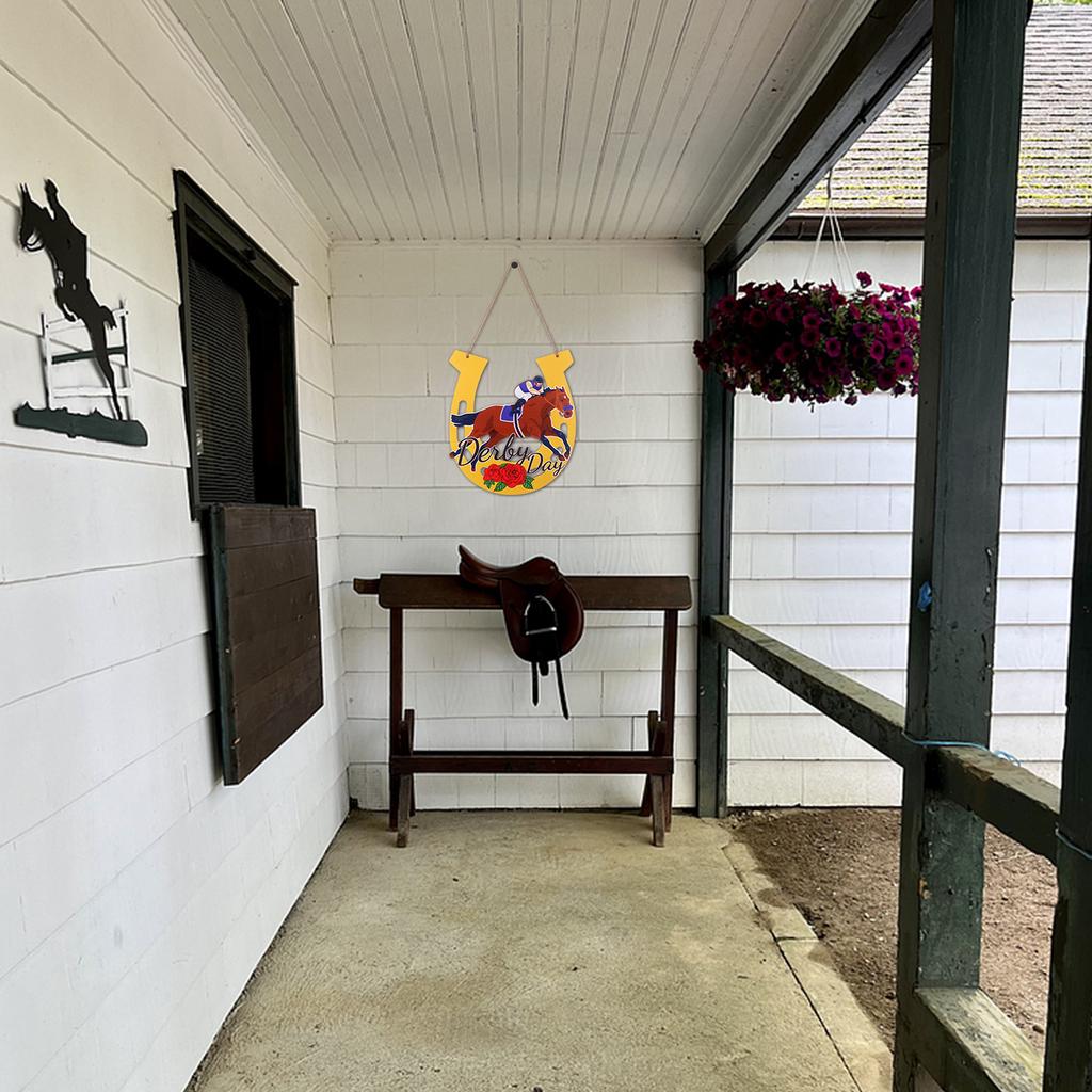 Kentucky Horse Racing Derby Ornaments Derby Day Wooden Front Door Sign Run For The Roses Door Hanger Jockey Horseshoe Porch Hang