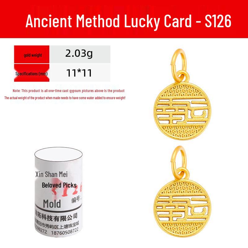 Ancient Luck Card Pendant Mold: Gold & Silver DIY Jewelry Necklace for Fortune & Wealth