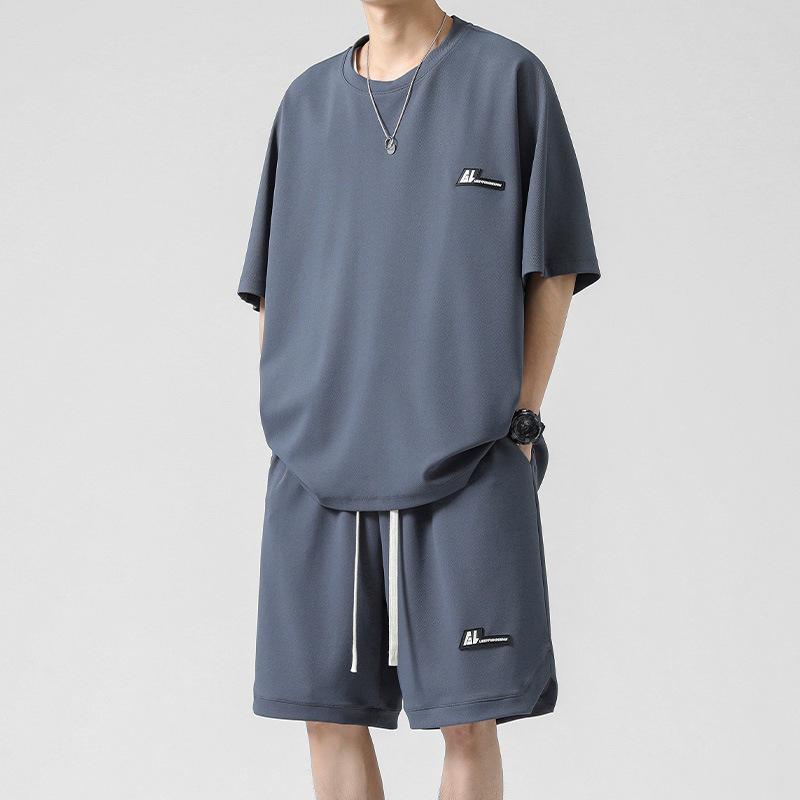Men's Ice Silk Quick-Dry Summer Sports Set - Short Sleeve T-shirt & Basketball Shorts