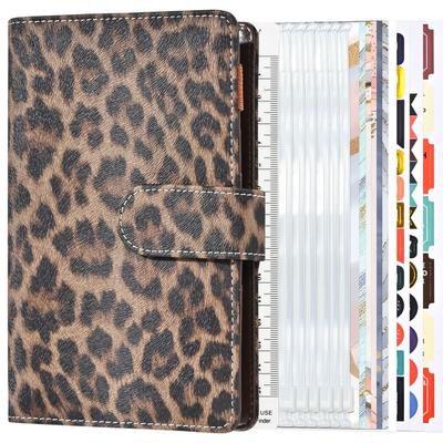 Kreatywny Leopard Print Hand Ledger A6 Plan Book Binder 6 Holes Cash Budget Binder Notebook Artykuły biurowe