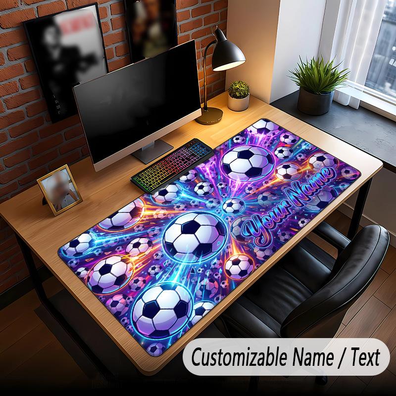 Soccer Theme Custom Mouse Pad Personalized With Name Text Customized Desk Mat For Office Home Decor