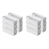 6/12pcs White Stackable Plastic Storage Boxes With Handles, Compact Organisers For Kitchen, Bathroom, Office And Closet Use