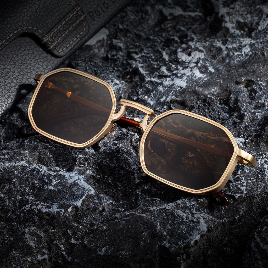 JYL TS Men's Retro Square - Metal-Temple Sun-Protective Shades KSL-98347