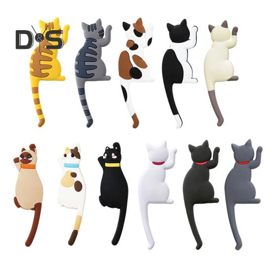 Fridge Sticker with Hook High Toughness 3D Realistic Cartoon Cat Design Refrigerator Sticker Decorative Fridge Accessory