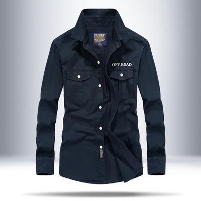 Long-sleeved Shirt Men's Plus Size Young Men's Shirt Slim Fit Top Washed Outdoor