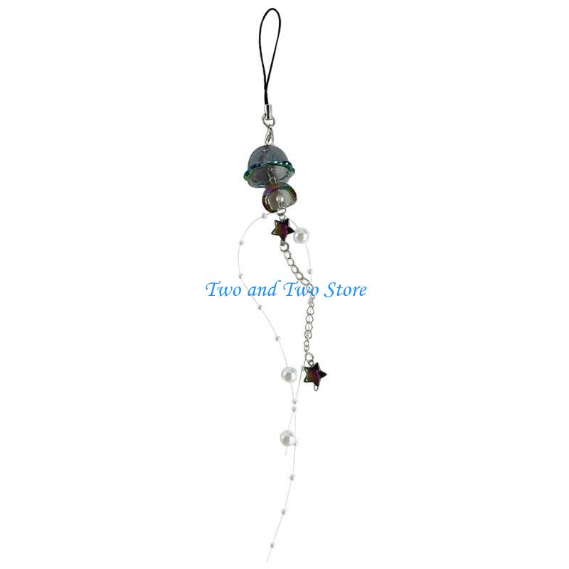 HX6F Sweet Jellyfish Star Pendant Phone Chain Keychain Y2k Phone Lanyard Backpack