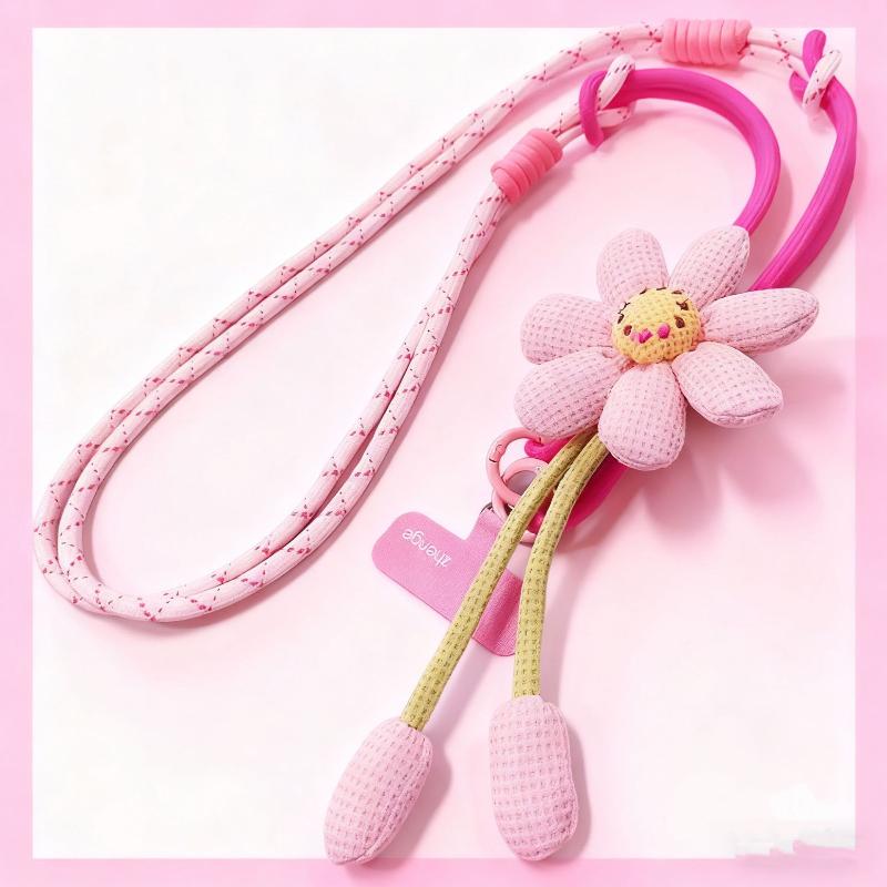 

Floral Woven Phone Lanyard for Women Long Crossbody, Neck & Wrist Strap Boho Style Accessory for Outdoor & Travel A3