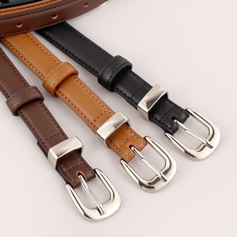 Leather Womens Belt With Pin Buckle For Casual Office Style