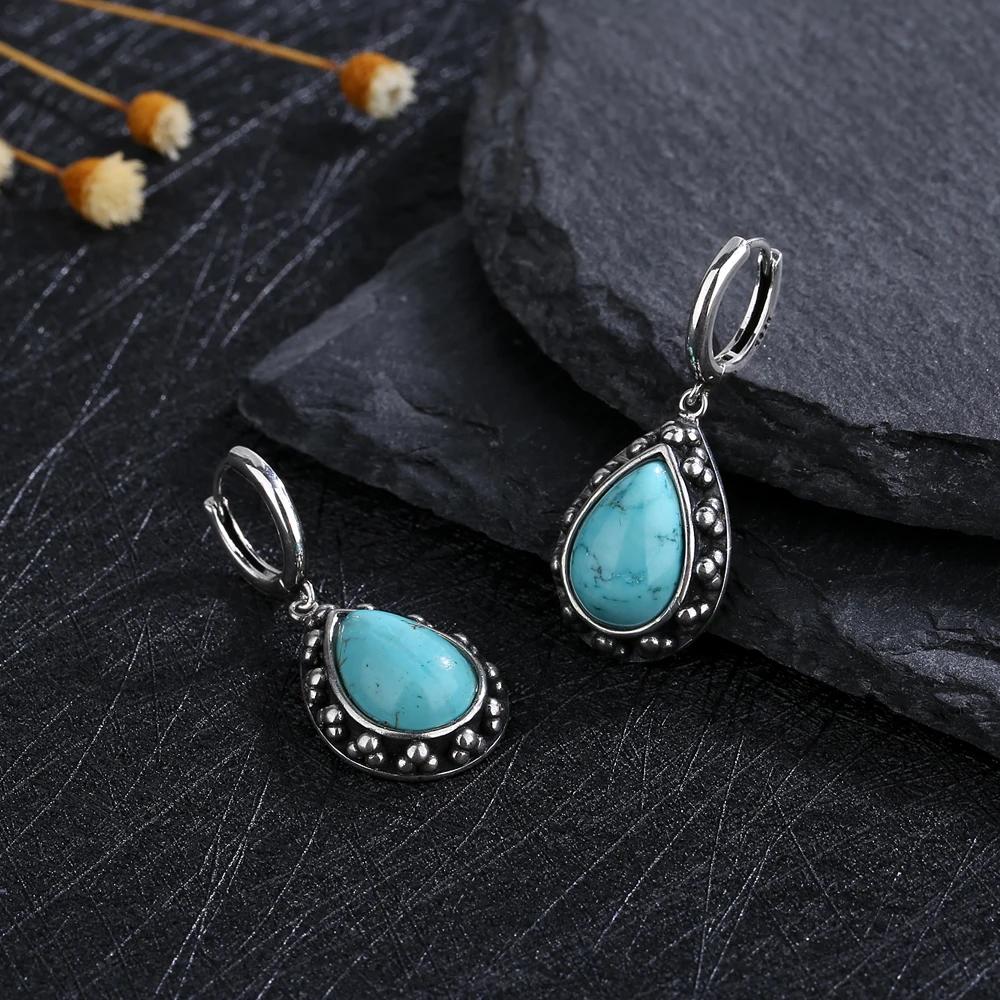 Orecchini Vintage in Argento Sterling S925 con Pietra Naturale di Lapislazzuli per Donna, Pietra di Moonstone, Regalo per Fidanzamento, Anniversario