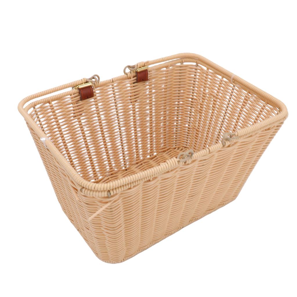 Bike Basket PP   Woven Retro   Front Bike Storage Basket with Handle for Bch Picnic