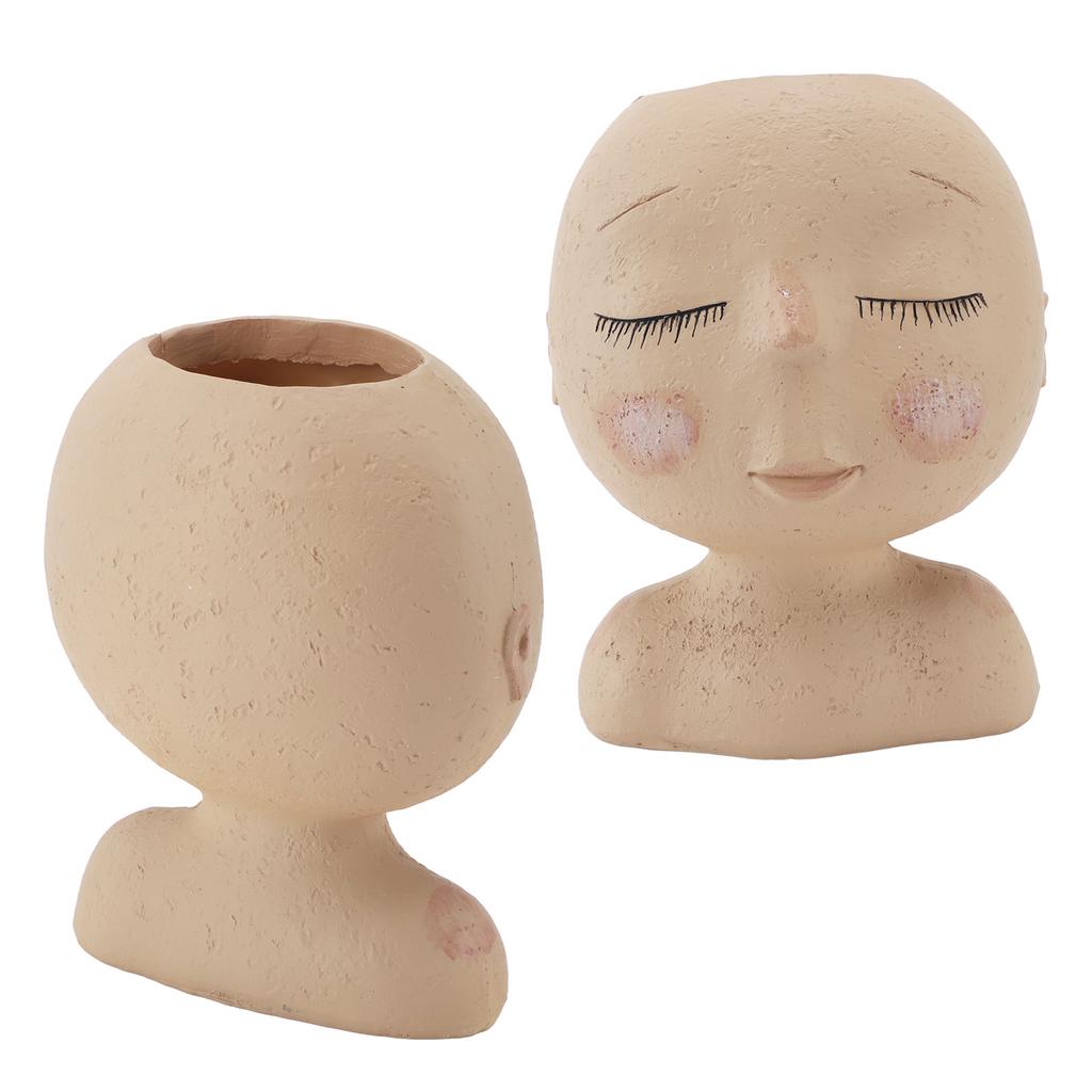 Face Planter Pot Resin Fade Proof Cute with Drainage Hole Head Succulent Pot for Decoration Type 3