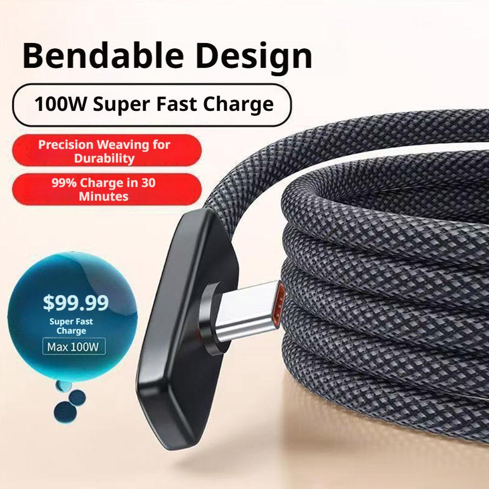 100W Fast Charging Cable Right Angle 90 Degree USB C Type C Data Cord Mobile Cell Phone Fast Charging Data Cable for Samsung MI