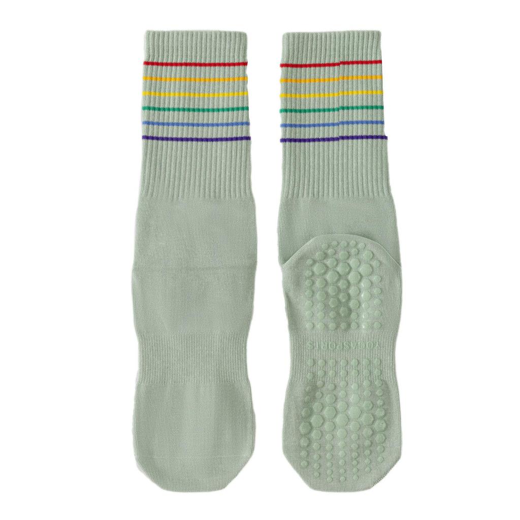 1 Pair Yoga Socks Anti Slip Silicone Mid-Calf Women Sports Socks 95% Cotton Sweat-Absorbent Anti-Odor Breathable Socks