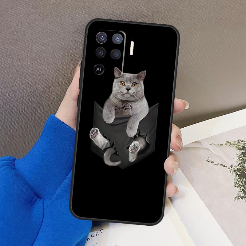 British Shorthair Cat Case For Oppo A78 A38 A18 A98 A58 A60 A80 A40 A96 A76 A16 A94 A74 A54 A15 A17 A57 A77 A5 Pro