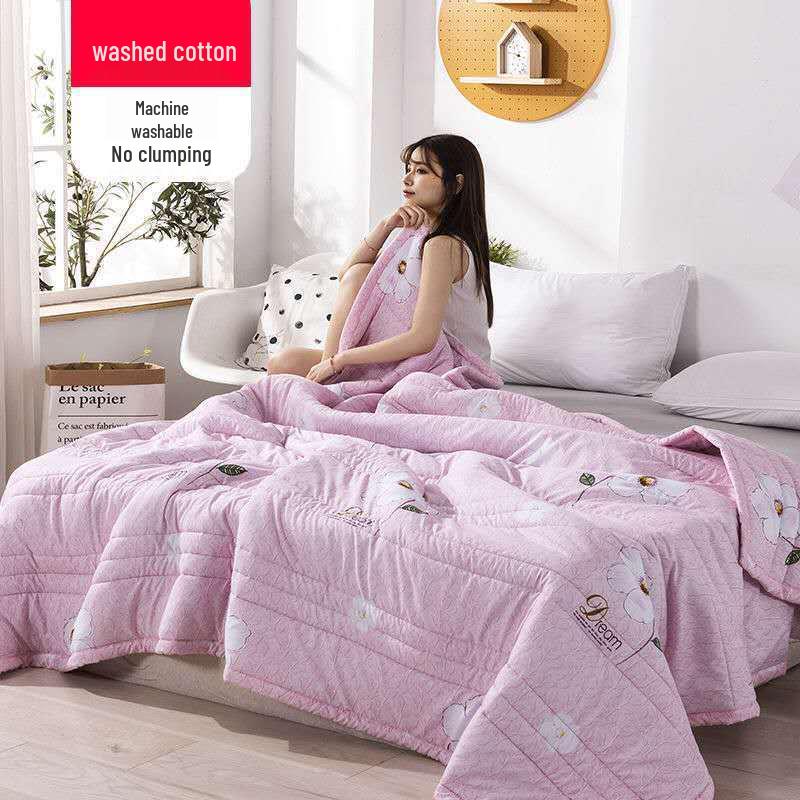 Washable Cotton Summer Quilt for Air Conditioning - Cool, Breathable, Thin Quilt for Kids and Adults