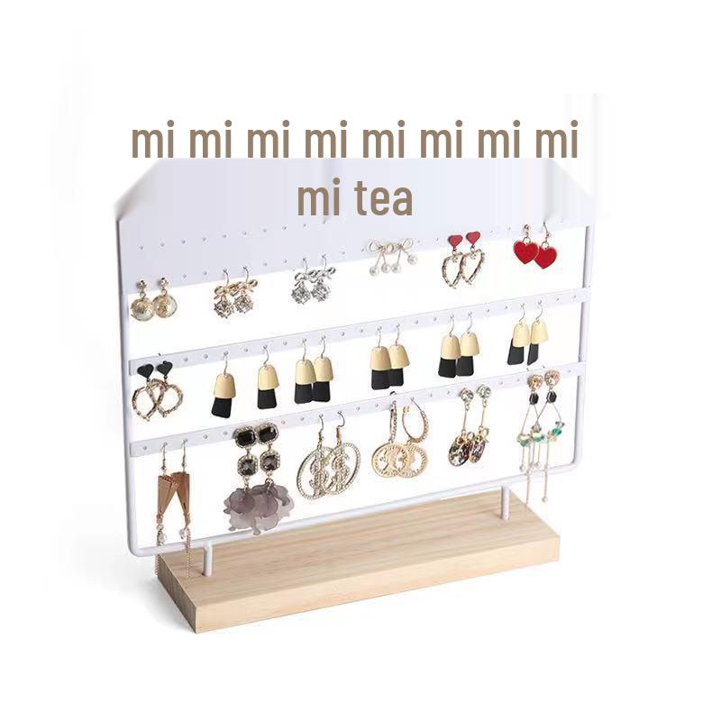 Solid Wood & Iron Large-Spaced Earring Holder Display Stand