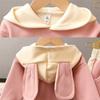 Frühlings- und Herbstanzug Kinderkleidung Mädchen Pullover Kapuzenpullover Kinder Baby Mode Druck Nähte Kleine Mädchen Kleidung Zweiteiliges Set