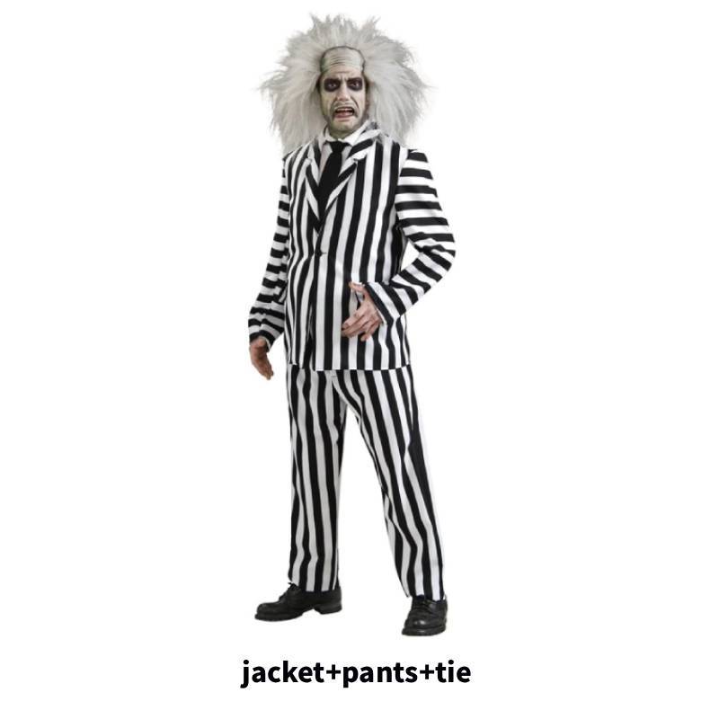 Unterwelt-Meister Beetlejuice Lydia Halloween Kostüm Mit Gestreiftem Polyester Für Kinder Und Erwachsene