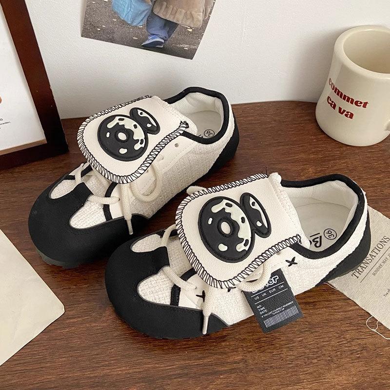 Original flip board shoes ugly cute new panda puff shoes female niche design bokenzi