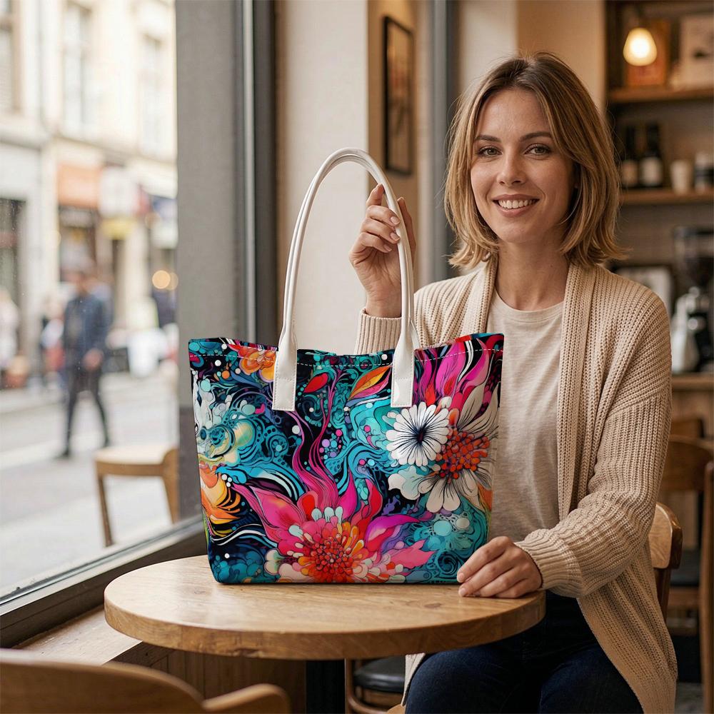 Floral Print Stylish Tote Bag Fashion Daily Outdoor Casual Carry Bag