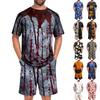 Men's Halloween Casual Lounge Pajama Set Short Sleeve Top and Shorts Comfortable Fit Lightweight Soft Fabric Relaxed Style