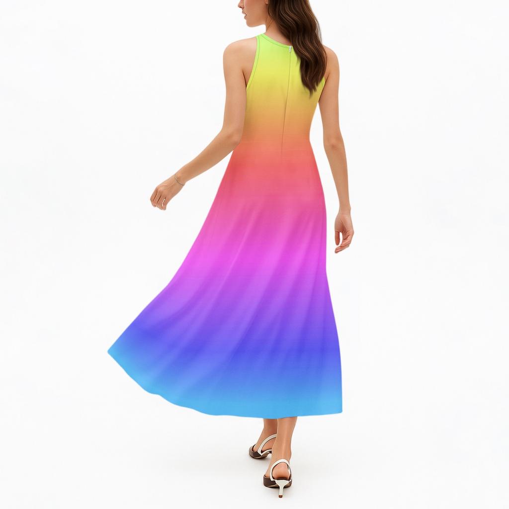 Women's Casual And Fashionable Round-neck Sleeveless Mid Length Dress