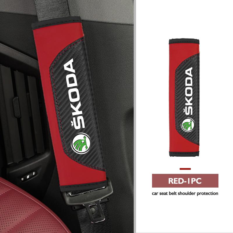 AAABS1 Seat Belt Cover Car Styling Cotton Safety Shoulder Protector Auto Accessories For Skoda Kamiq Karoq Octavia 2 3 Rapid Scala Kami