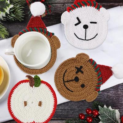 Colorful Coasters Crocheting Kit Colorful Coasters Knitting Crocheting Kit Complete Cartoon Drink Coasters Beginners Crafting