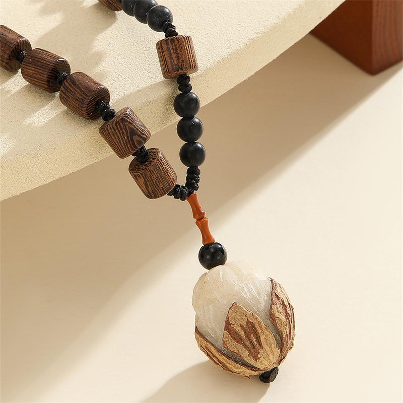 Bodhi Flower Necklace - Women's Wooden Long-sleeved Sweater Chain - Versatile Drawstring Necklace